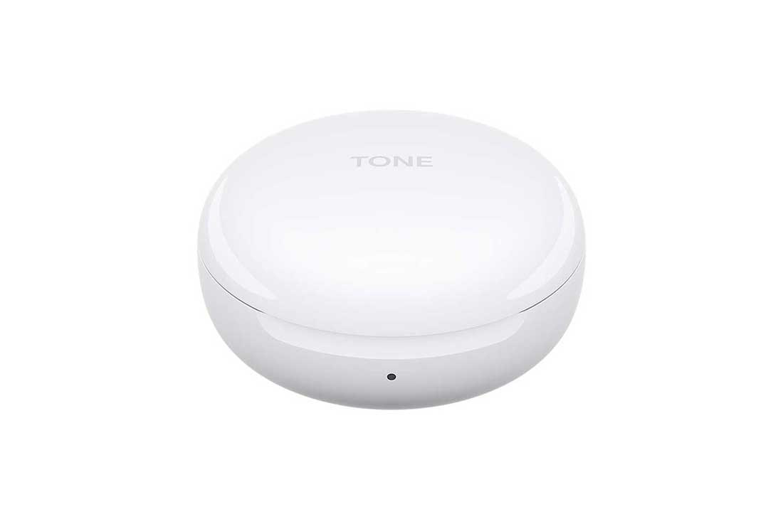 LG TONE Free HBS-FN6 Bluetooth® Wireless Stereo Earbuds (white), A 45 degrees angle of a closed cradle, HBS-FN6, thumbnail 3