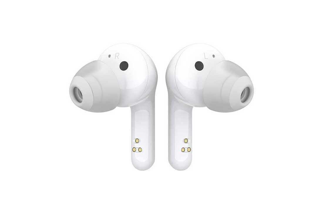 LG TONE Free HBS-FN6 Bluetooth® Wireless Stereo Earbuds (white), A front view of two earbuds' stems alligned next to each other, HBS-FN6, thumbnail 6