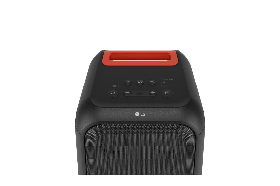 LG 2023 XBOOM XL5S Party Speaker with Bluetooth, Close up of speaker top. It shows buttons and LG logo., XL5S, thumbnail 9