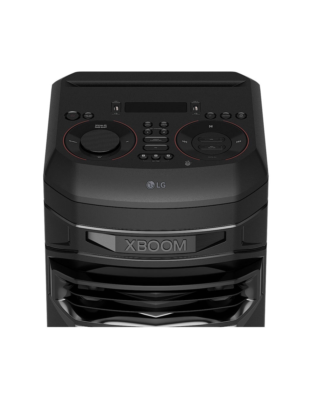 LG XBOOM RNC7, close up of control panel, RNC7