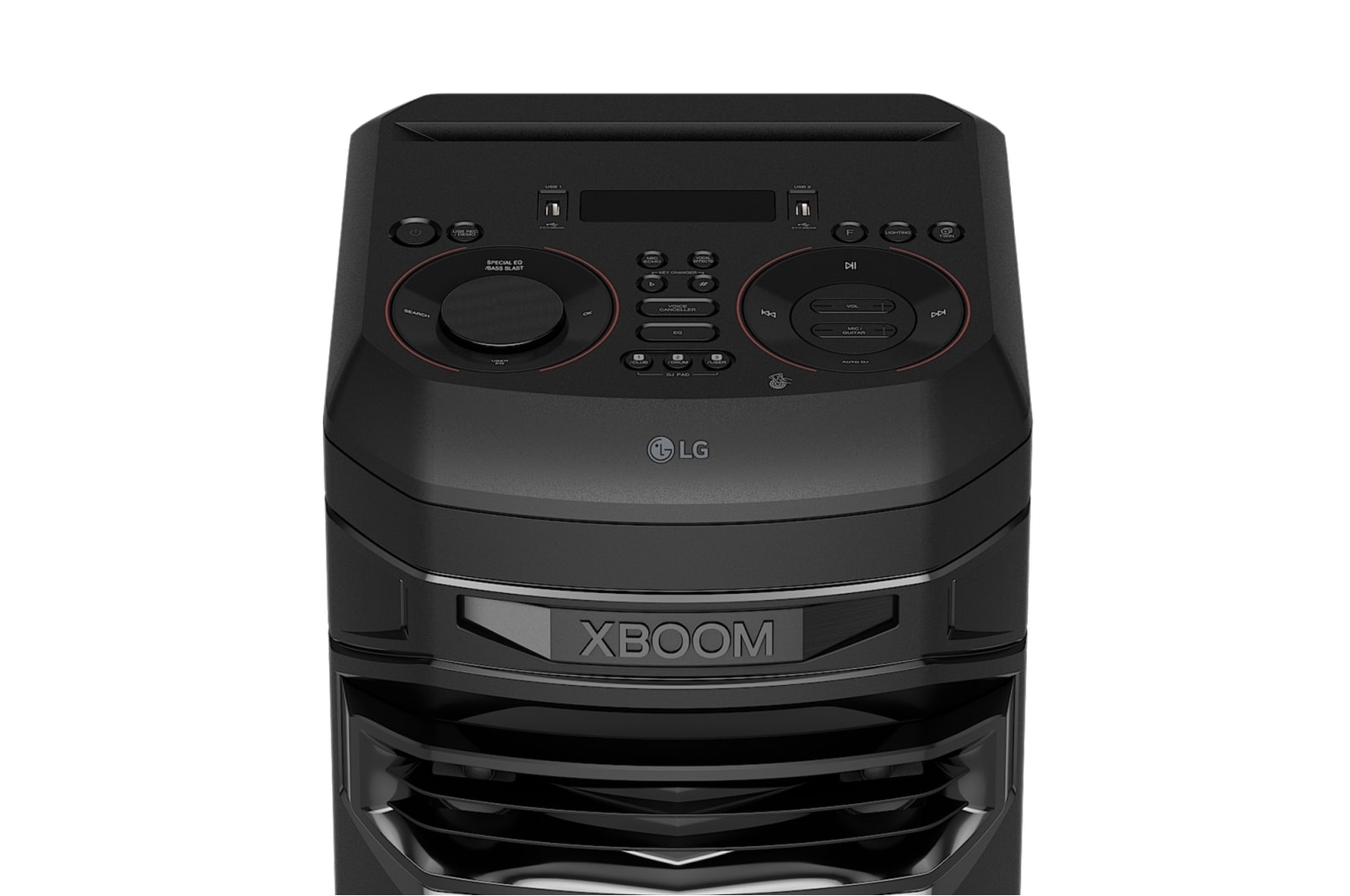 LG XBOOM RNC7, close up of control panel, RNC7