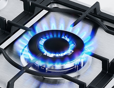 This image shows the firepower of LG gas hob.