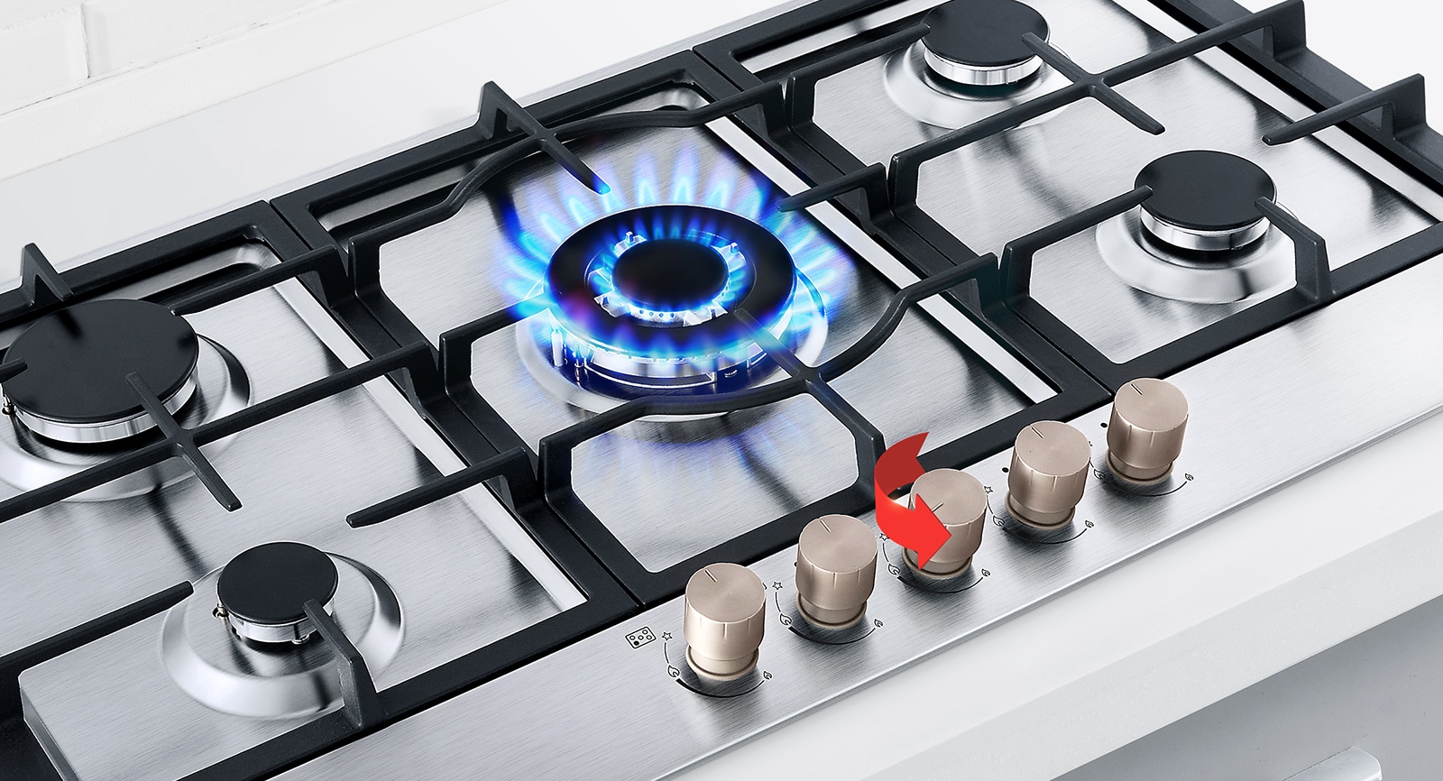 This video shows the konb design of LG gas hob.
