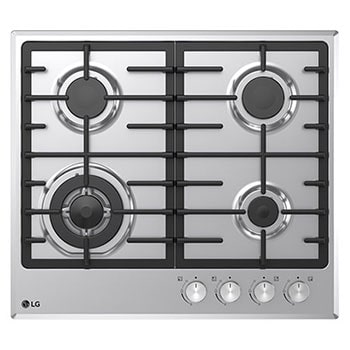 LG 60cm Built-In Gas Cooktop, 7.85kW Total Power with Cast Iron Wok Grids, LG cooktop front view, CG3D2414S, thumbnail 1