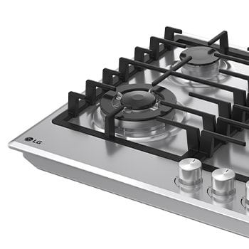 LG 60cm Built-In Gas Cooktop, 7.85kW Total Power with Cast Iron Wok Grids, LG cooktop left burner detail view, CG3D2414S, thumbnail 8