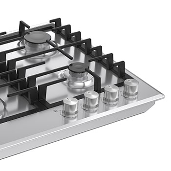 LG 60cm Built-In Gas Cooktop, 7.85kW Total Power with Cast Iron Wok Grids, LG cooktop right burner detail view, CG3D2414S, thumbnail 9