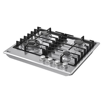 LG 60cm Built-In Gas Cooktop, 7.85kW Total Power with Cast Iron Wok Grids, LG cooktop right angled view, CG3D2414S, thumbnail 10