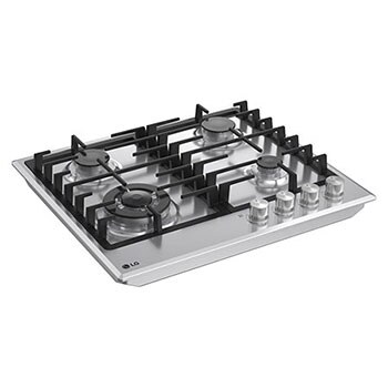 LG 60cm Built-In Gas Cooktop, 7.85kW Total Power with Cast Iron Wok Grids, LG cooktop left angled view, CG3D2414S, thumbnail 11