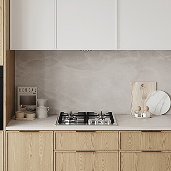 LG 60cm Built-In Gas Cooktop, 7.85kW Total Power with Cast Iron Wok Grids, Modern kitchen with built-in black gas cooktop and integrated oven., CG3D2414S, thumbnail 15
