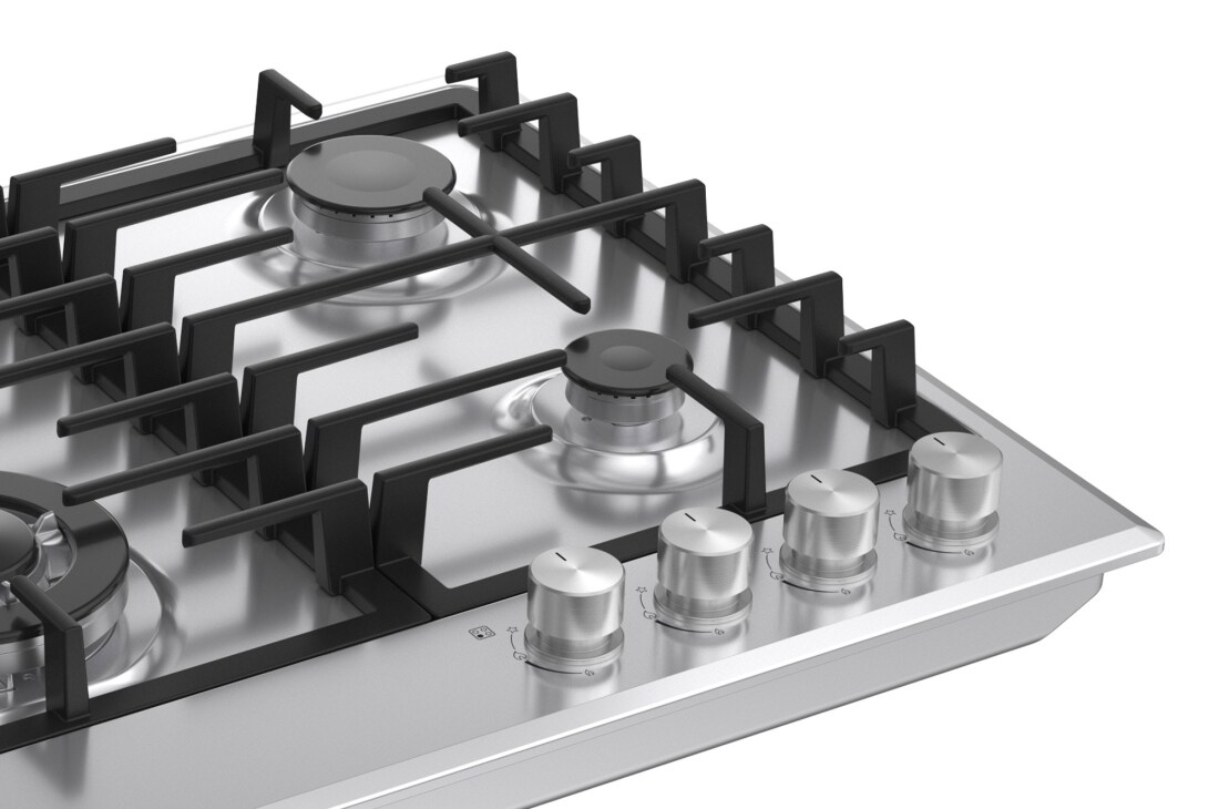 LG 60cm Built-In Gas Cooktop, 7.85kW Total Power with Cast Iron Wok Grids, LG cooktop right burner detail view, CG3D2414S, thumbnail 9