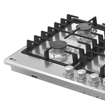 LG Built-In 90cm Gas Cooktop, 4.0kW Powerful Wok Burner Stainless Steel Finish, LG cooktop left burner detail view, CG5D3626S, thumbnail 8