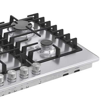 LG Built-In 90cm Gas Cooktop, 4.0kW Powerful Wok Burner Stainless Steel Finish, LG cooktop right burner detail view, CG5D3626S, thumbnail 9