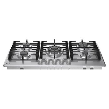 LG Built-In 90cm Gas Cooktop, 4.0kW Powerful Wok Burner Stainless Steel Finish, LG cooktop angled top view, CG5D3626S, thumbnail 13