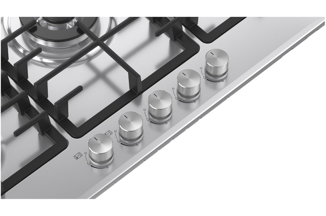 LG Built-In 90cm Gas Cooktop, 4.0kW Powerful Wok Burner Stainless Steel Finish, LG cooktop knob detail view, CG5D3626S, thumbnail 7