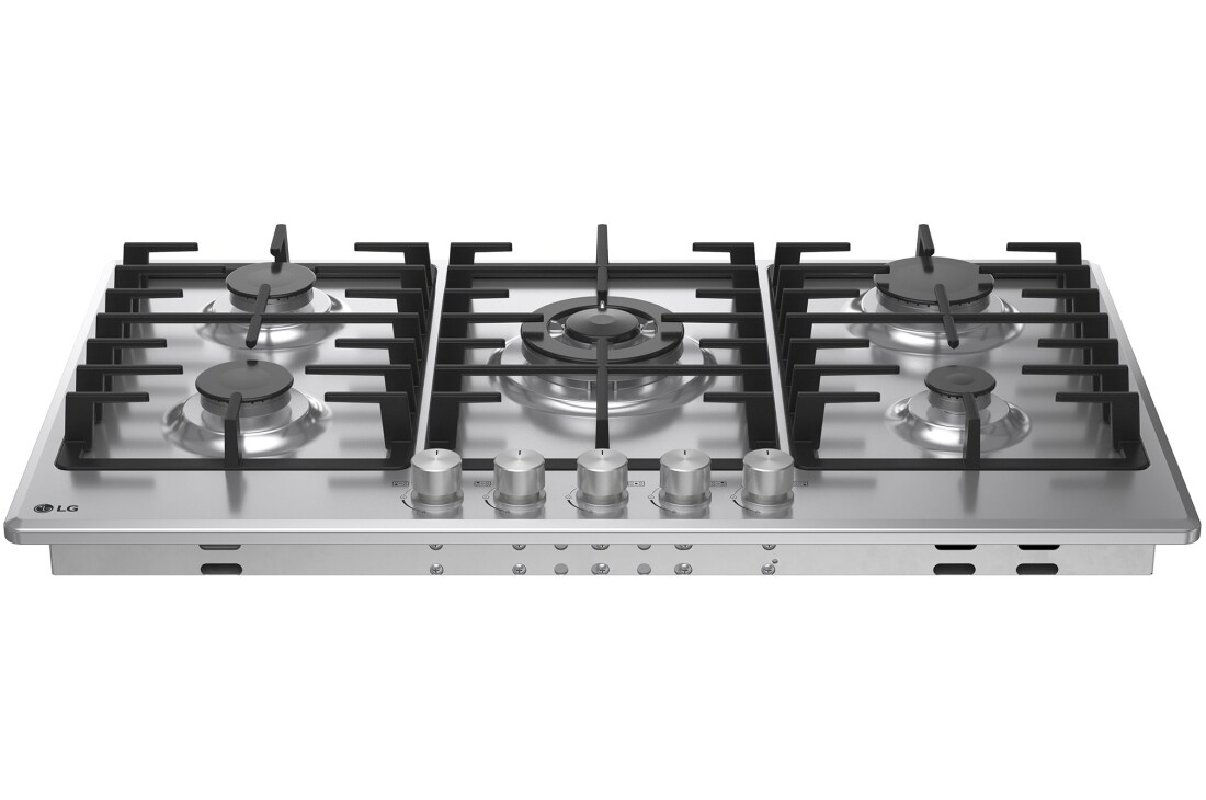 LG Built-In 90cm Gas Cooktop, 4.0kW Powerful Wok Burner Stainless Steel Finish, LG cooktop angled top view, CG5D3626S, thumbnail 13