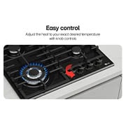 LG 60cm Built-In Gas Cooktop with Cast Iron Wok Grids and Black Tempered Glass , CG7D2414G, thumbnail 4