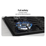 LG 60cm Built-In Gas Cooktop with Cast Iron Wok Grids and Black Tempered Glass , CG7D2414G, thumbnail 6