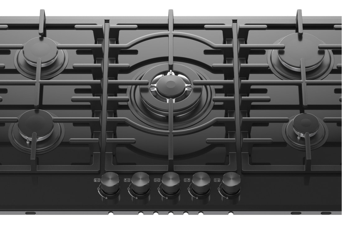 LG 90cm Built-In Gas Cooktop with Cast Iron Wok Grids and Black Tempered Glass, LG cooktop right burner detail view, CG7D3626G, thumbnail 9