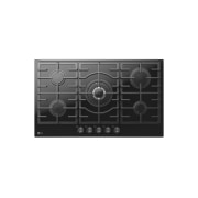 LG 90cm Built-In Gas Cooktop with Cast Iron Wok Grids and Black Tempered Glass, LG cooktop front view, CG7D3626G, thumbnail 1