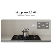 LG 90cm Built-In Gas Cooktop with Cast Iron Wok Grids and Black Tempered Glass, Black gas cooktop with blue flame, max 3.5 kW fast heating., CG7D3626G, thumbnail 3
