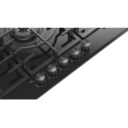 LG 90cm Built-In Gas Cooktop with Cast Iron Wok Grids and Black Tempered Glass, LG cooktop knob angled detail view, CG7D3626G, thumbnail 8