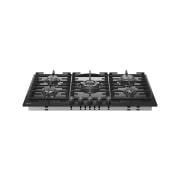 LG 90cm Built-In Gas Cooktop with Cast Iron Wok Grids and Black Tempered Glass, LG cooktop angled top view, CG7D3626G, thumbnail 13