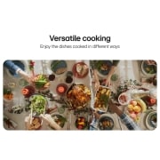 LG Built-In 60cm Electric Oven, 61L Capacity with Air Fry Function, Top view of people sharing a meal with roast turkey and side dishes at a dining table., WS5D6010G, thumbnail 4