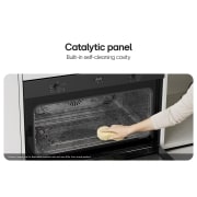 LG 90cm Built-In Gas Oven, 52L Capacity with Air Fry Function, Hand adjusting touch controls on a built-in oven control panel., WSG5D9611G, thumbnail 5