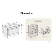 LG 90cm Built-In Gas Oven, 52L Capacity with Air Fry Function, Oven dimensions and built-in cabinet installation diagram with measurements., WSG5D9611G, thumbnail 14