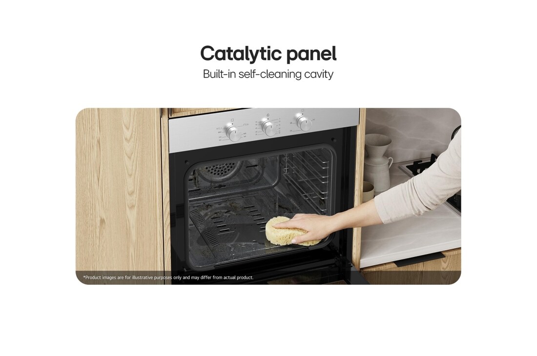 LG 60cm Built-In Gas Oven, 52L Capacity with Air Fry Function, Hand adjusting touch controls on a built-in oven control panel., WSG3D6011S, thumbnail 5
