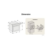 LG 60cm Built-In Gas Oven, 52L Capacity with Air Fry Function, Oven dimensions and built-in cabinet installation diagram with measurements., WSG3D6011S, thumbnail 14