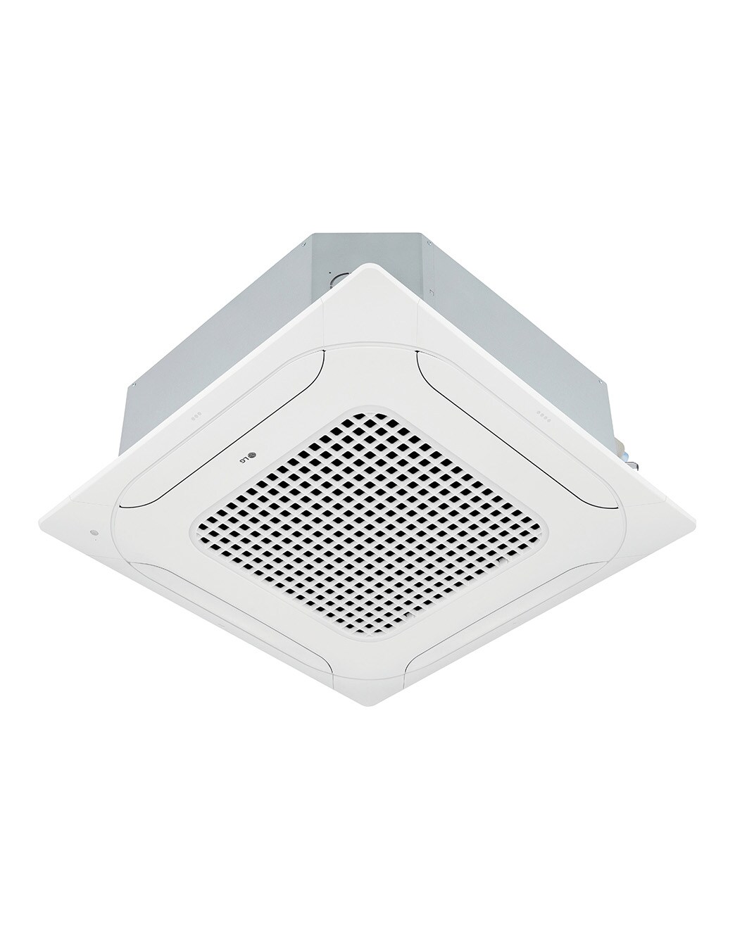 LG  Ceiling Cassette,  4-Way Cassette_Inverter_H/P (1Φ), 18kBtu, LG Ceiling Concealed Duct is a gray rectangular parallelepiped with some air inlets on the right side and an air outlet vent on the front., ATNW30GPLS1 ENWTJRD + ATUW30GPLS1 ENWTMEA