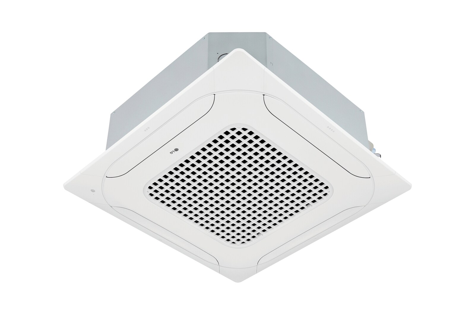 LG  Ceiling Cassette,  4-Way Cassette_Inverter_H/P (1Φ), 18kBtu, LG Ceiling Concealed Duct is a gray rectangular parallelepiped with some air inlets on the right side and an air outlet vent on the front., ATNW30GPLS1 ENWTJRD + ATUW30GPLS1 ENWTMEA