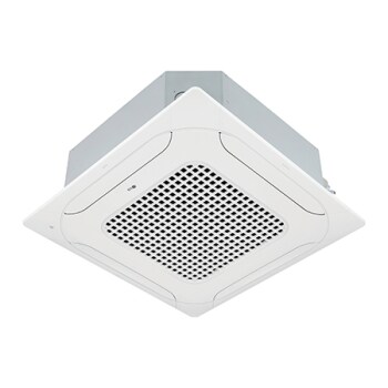 LG Ceiling Cassette consists of a white top and bottom. At the bottom, there are fans in each of the four directions, so air can flow.1