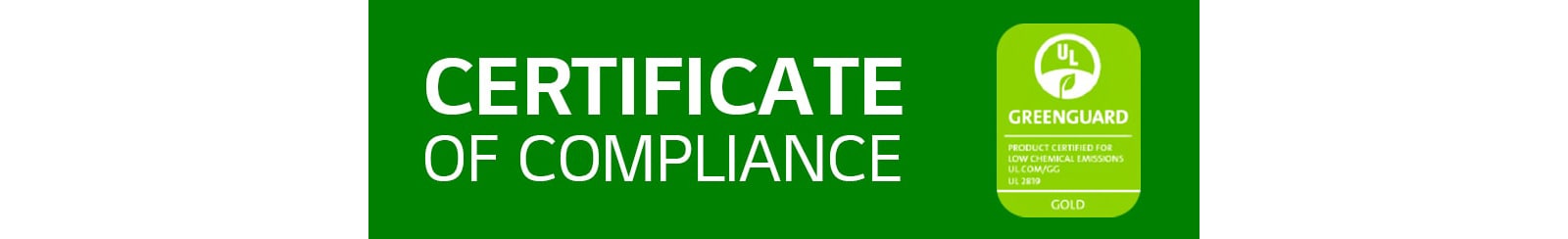 Certificate of Compliance from GREENGUARD.