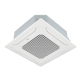 LG Ceiling Cassette consists of a white top and bottom. At the bottom, there are fans in each of the four directions, so air can flow.2