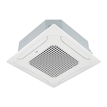 LG Ceiling Cassette consists of a white top and bottom. At the bottom, there are fans in each of the four directions, so air can flow.1