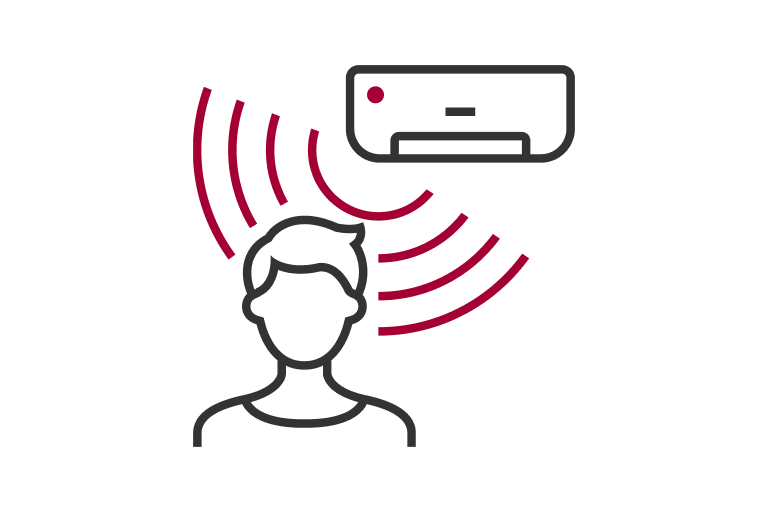 Integration of Smart Technology showing a person interacting with an air conditioning unit through signal waves.