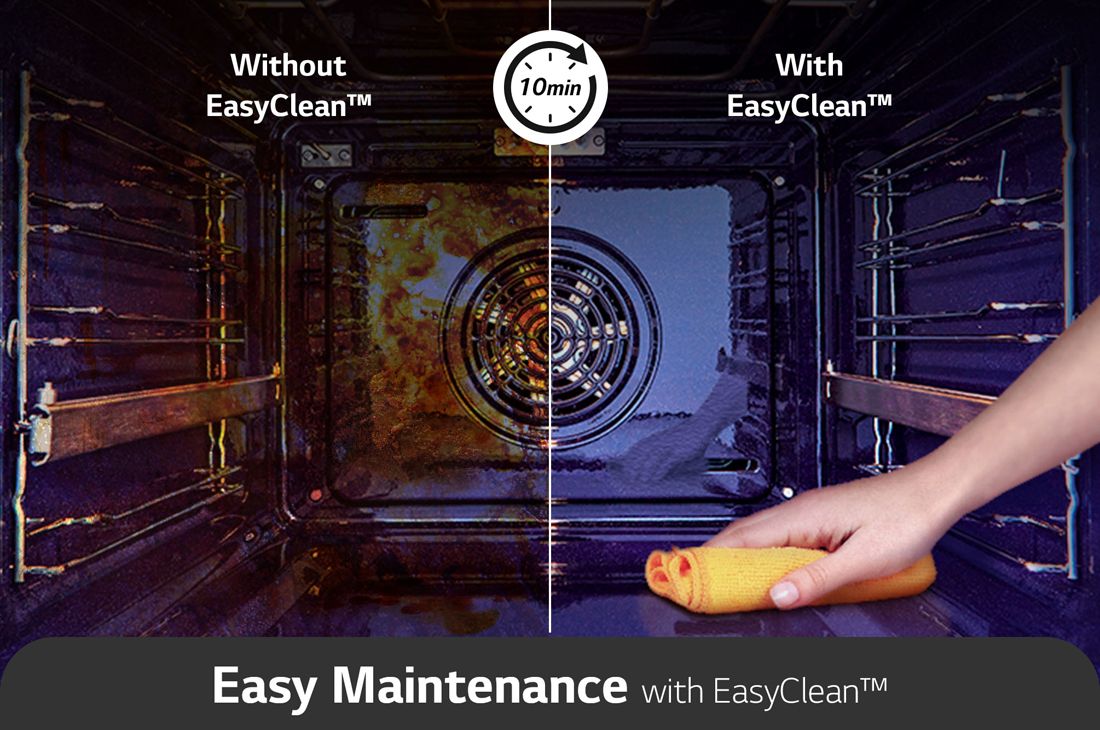 LG InstaView Oven 76 Liters A+ Air Fry & Air Sous-Vide, EasyClean_On the left is the inside of the messy product, and on the right is the oven cleaned through the EasyClean function., WSED7613S, thumbnail 10