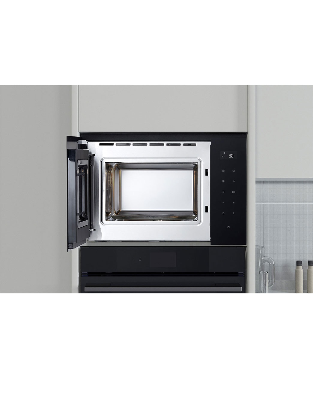 LG Built-in Microwave Oven 25L, Black Glass, With LED Touch Display and Child Lock Option, Front_Open, MGBZ2593F