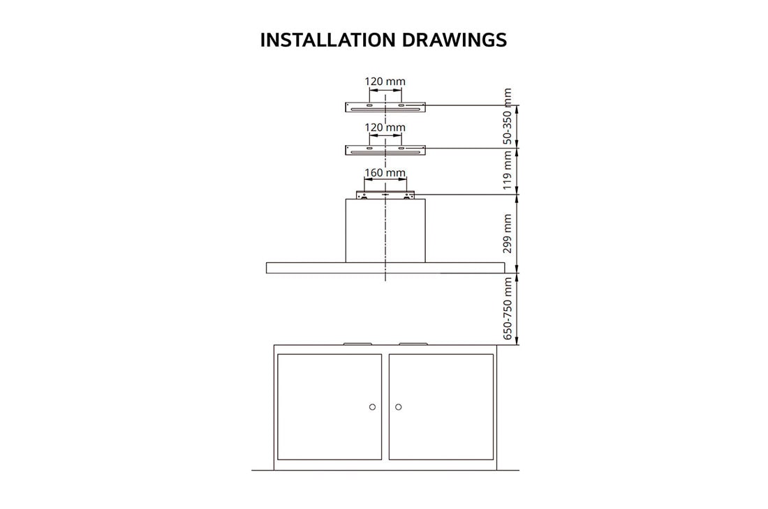LG Hood 90cm, With Touch Control, Powerful suction, and 3 modes with Power Boost mode , Dimension View, HC7Z3625S, thumbnail 9