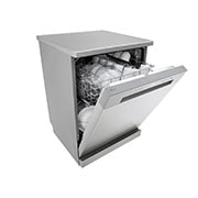 LG QuadWash™ Dishwasher, 14 Place Settings, EasyRack™ Plus, Inverter Direct Drive, Platinum Silver color, Half door open view, DFC612FV, thumbnail 6