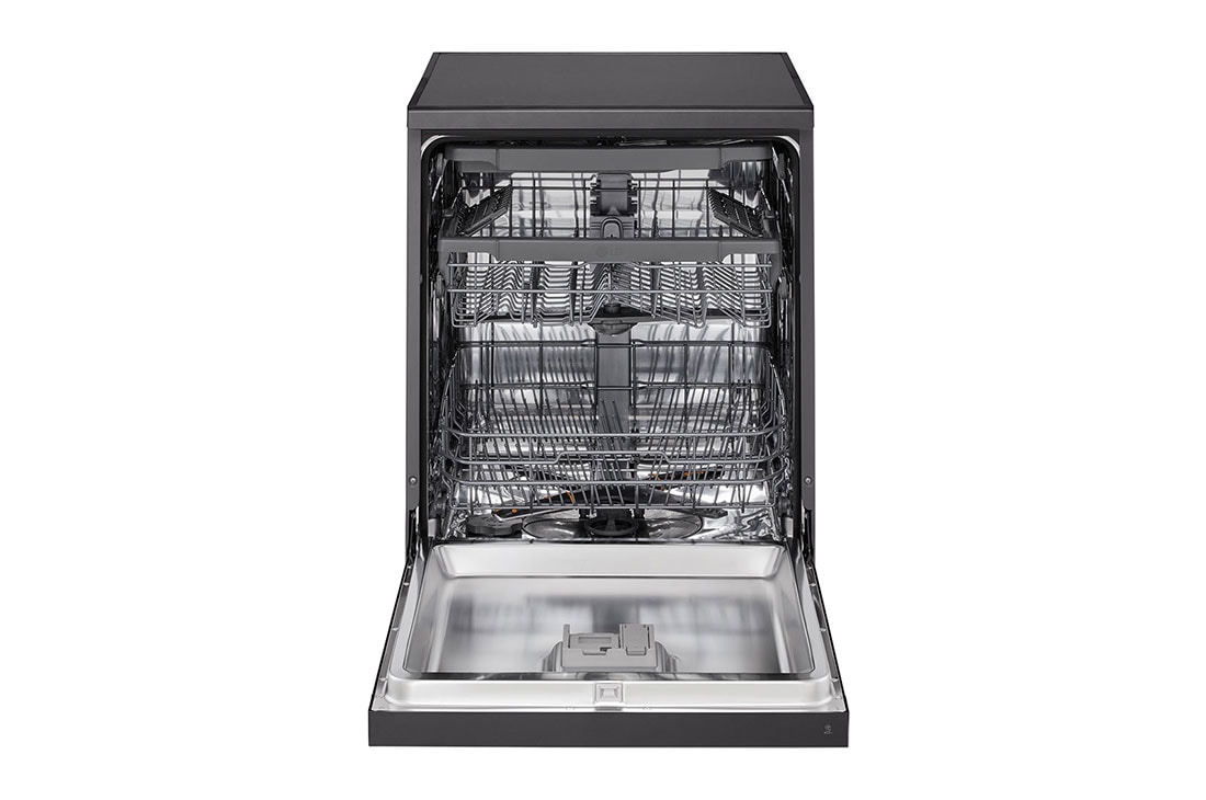 LG QuadWash™ Dishwasher, 14 Place Settings, EasyRack™ Plus, Inverter Direct Drive, ThinQ, Black color, front view without dish, DFC513FD, thumbnail 3