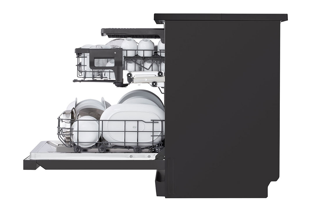 LG QuadWash™ Dishwasher, 14 Place Settings, EasyRack™ Plus, Inverter Direct Drive, ThinQ, Black color, side, DFC513FD, thumbnail 5