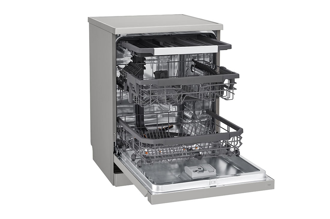 LG QuadWash™ Dishwasher,, EasyRack™ Plus, Inverter Direct Drive, ThinQ, , Right open view, DFC435FP, thumbnail 4