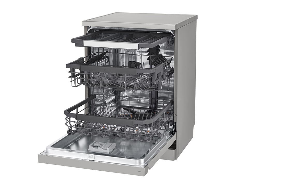 LG QuadWash™ Dishwasher,, EasyRack™ Plus, Inverter Direct Drive, ThinQ, , Side open view, DFC435FP, thumbnail 7