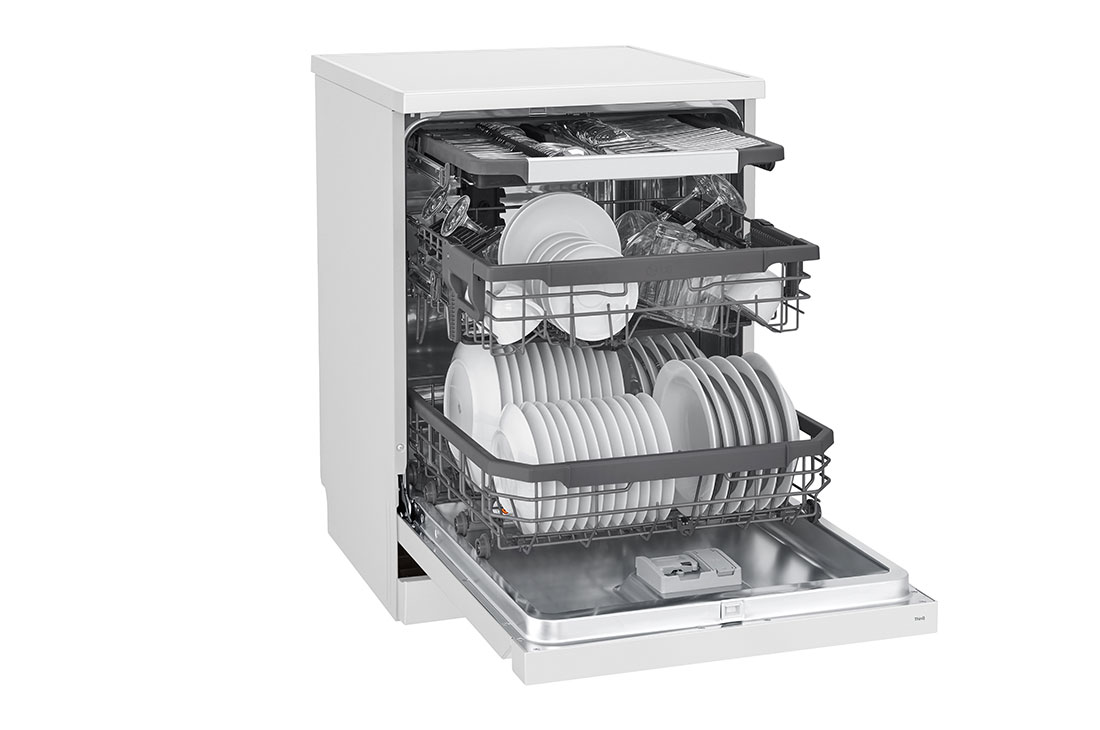 LG Free Standing QuadWash™ Dishwasher, 14 Place Settings, EasyRack™ Plus, Inverter Direct Drive, White color, DFC435FW, thumbnail 5