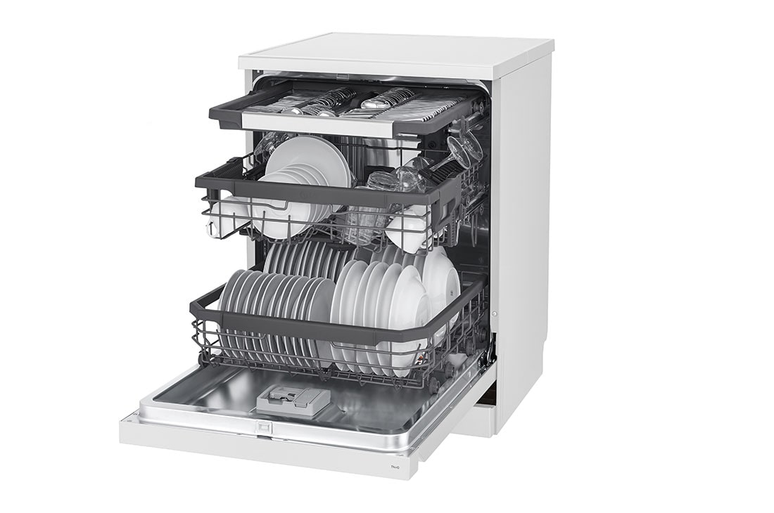 LG Free Standing QuadWash™ Dishwasher, 14 Place Settings, EasyRack™ Plus, Inverter Direct Drive, White color, DFC435FW, thumbnail 8