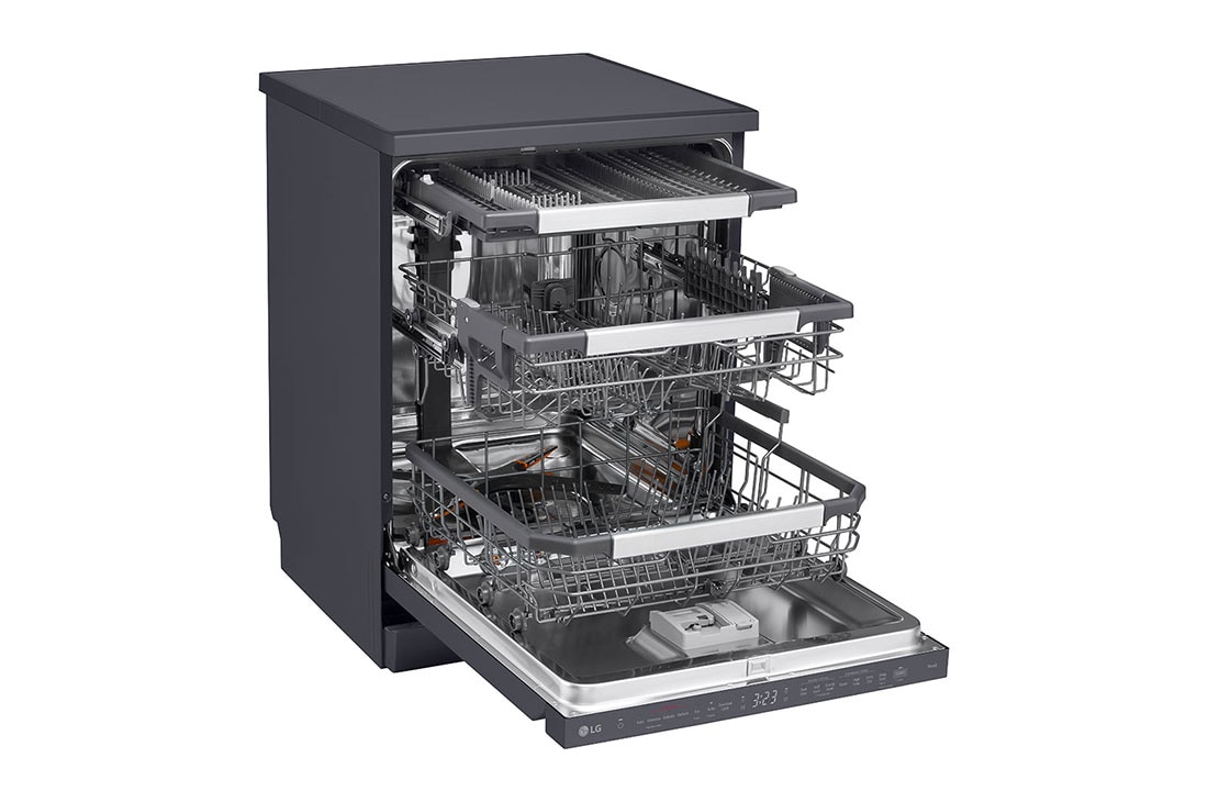 LG Free Standing LG  Dishwasher 14 settings, TrueSteam, Inverter Direct Drive,Matte Black, left view without dish, DFC237HMS, thumbnail 5