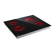 LG 4 burners radiant hob, 60cm, burner timer, multi-touch control, black, Left Side Light On, CBEZ2414B, thumbnail 8